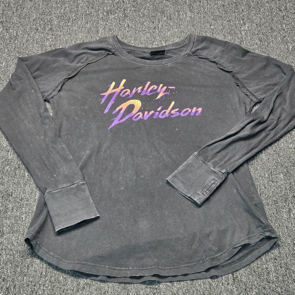 Harley-Davidson San Diego Shirt Women’s L Gradient Logo LS Thumbhole Cuff